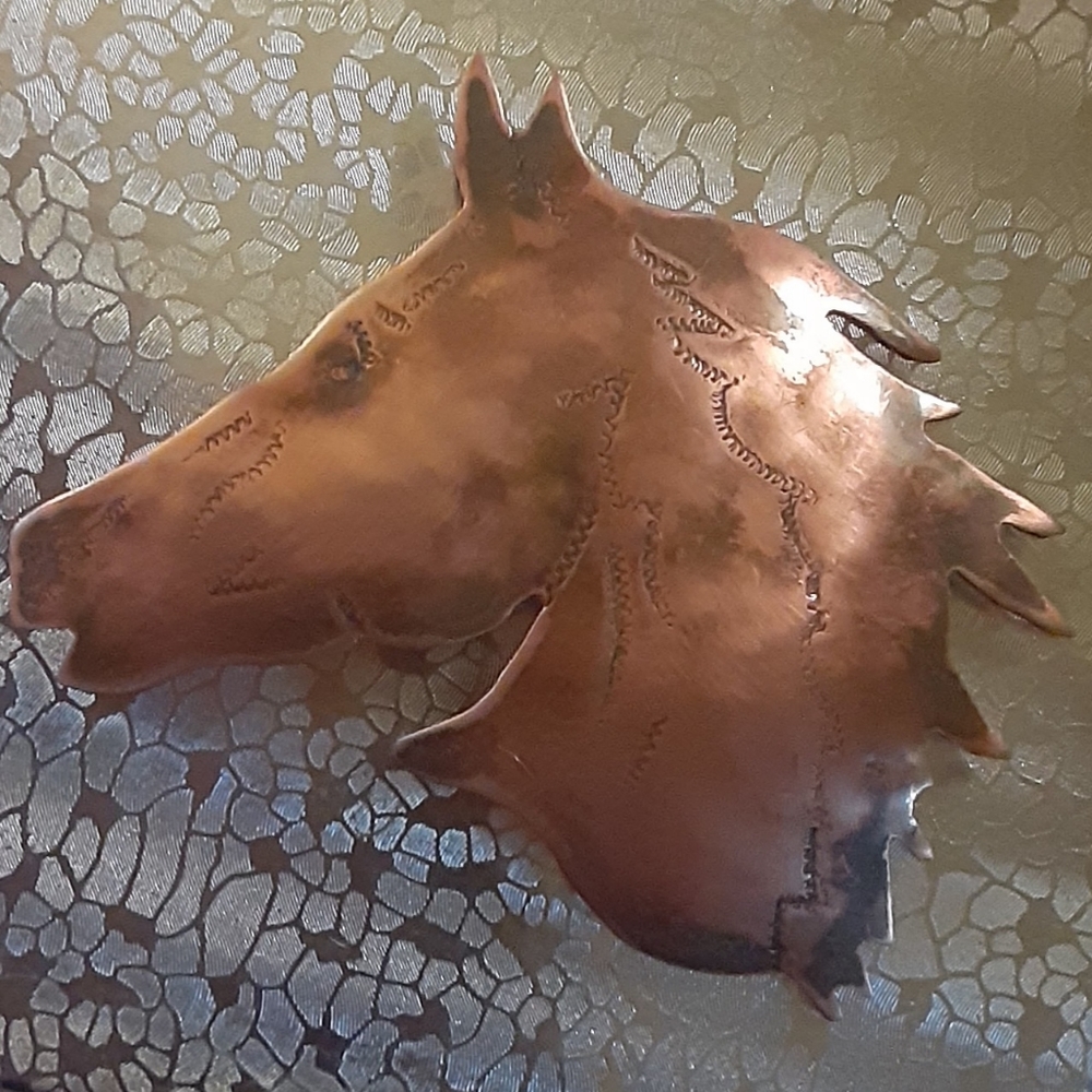 Artisan Handcrafted RUSTIC COPPER WILD MUSTANG / HORSE BROOCH